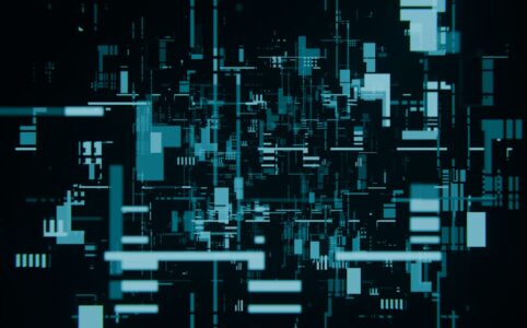 Abstract visualization of a glowing blue neural network on a dark background, representing the complex data structures of ...